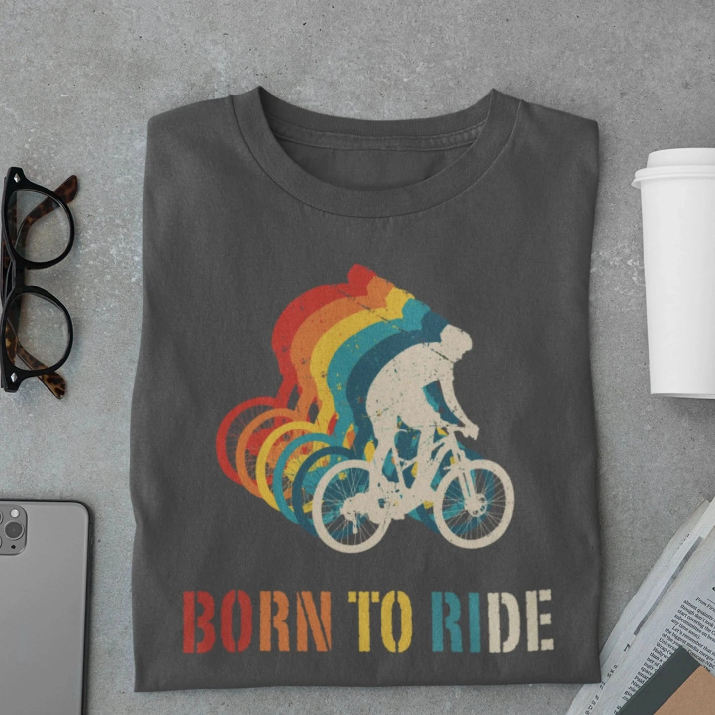 Amaze Threads T-shirt Steel Grey / S BORN TO RIDE T-SHIRT