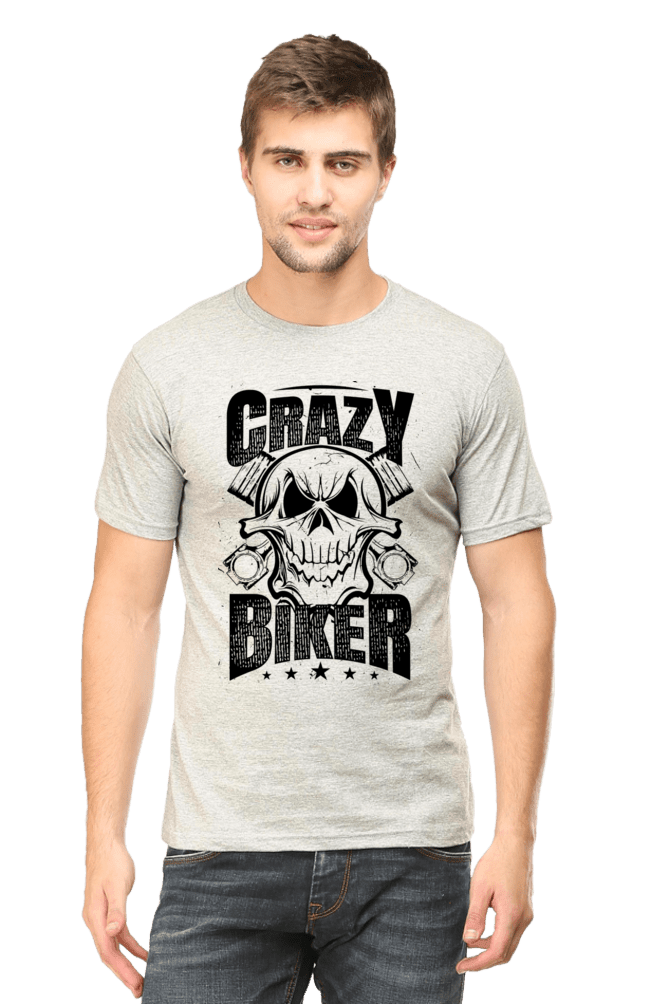 AMAZE THREADS Grey Melange / S Crazy Biker - T-Shirt