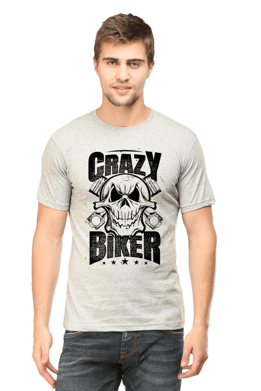 AMAZE THREADS Grey Melange / S Crazy Biker - T-Shirt