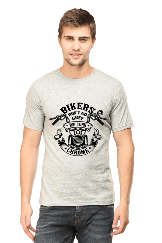 AMAZE THREADS Grey Melange / S We Turn Grey - Biker T-shirt