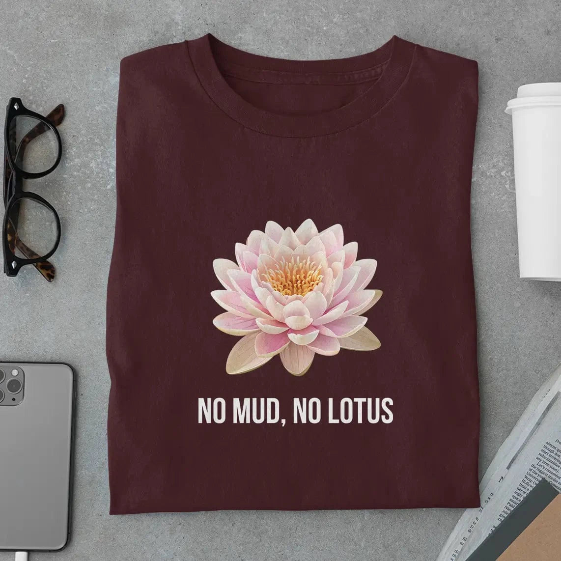 Amaze Threads T-Shirt No Mud No Lotus Yoga Tee