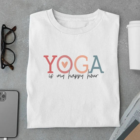 Amaze Threads T-Shirt White / S Yoga My Happy Hour