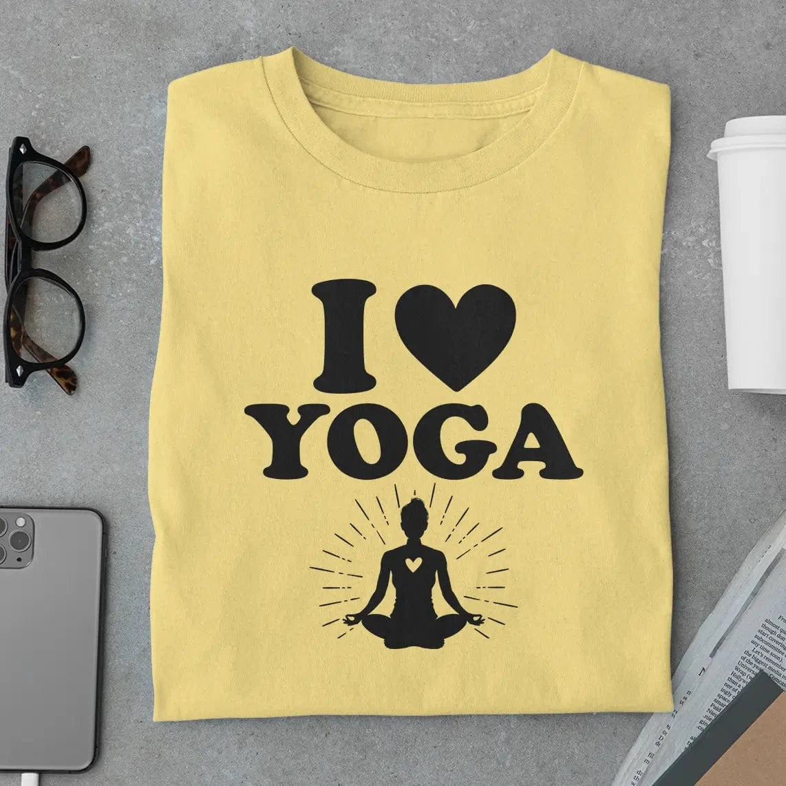 Amaze Threads T-Shirt Yellow / S I Love Yoga
