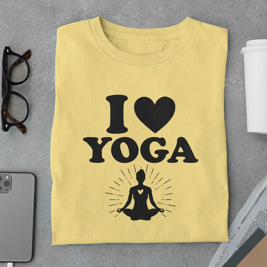 Amaze Threads T-Shirt Yellow / S I Love Yoga