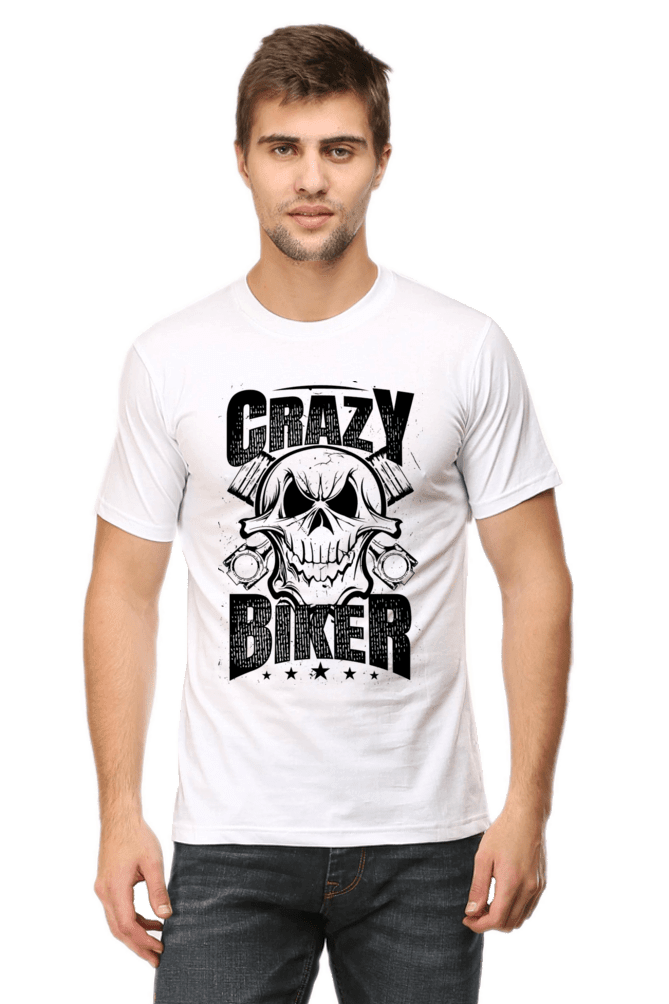 AMAZE THREADS White / S Crazy Biker - T-Shirt